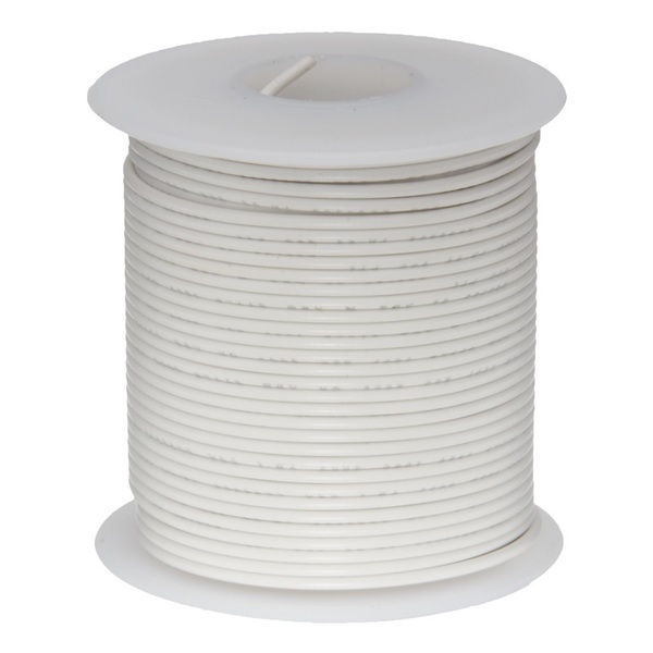 Remington Industries 22 AWG Gauge Stranded Hook Up Wire, 100 ft Length, White, 0.0253" Diameter, UL1007, 300 Volts 22UL1007STRWHI